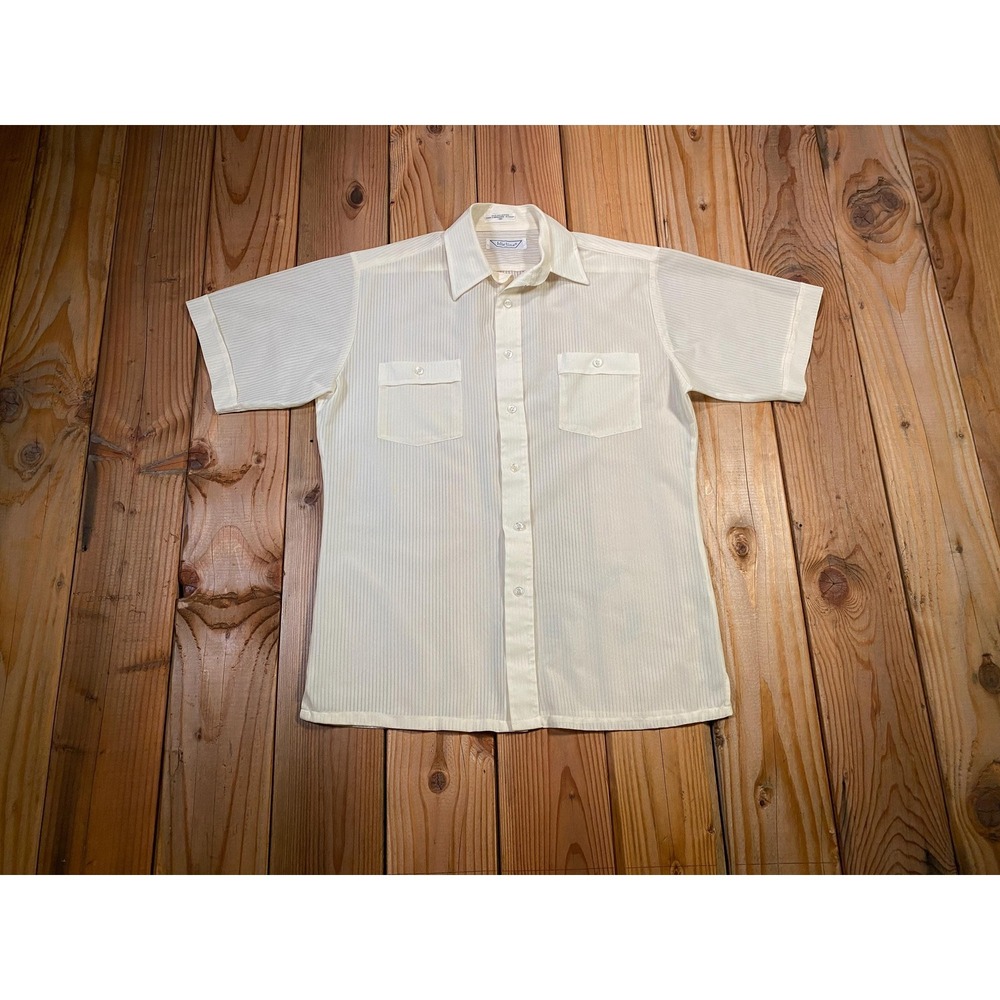 Vintage 70s Cream Sheer Woven Summer Cabana Shirt, Medium